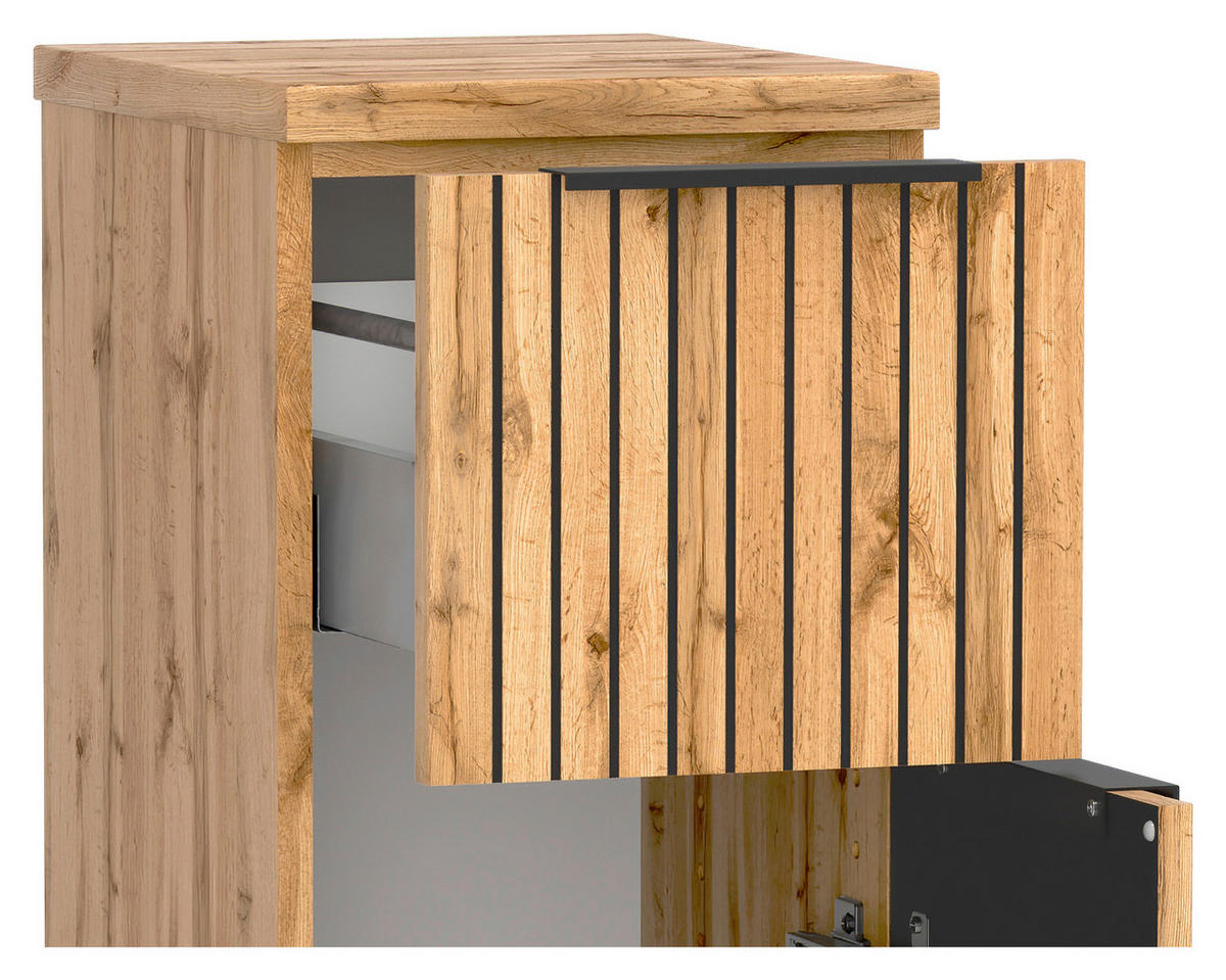 UNTERSCHRANK in   - Eiche Wotan/Schwarz, Modern, Holzwerkstoff/Kunststoff (30/79/35cm) - Held