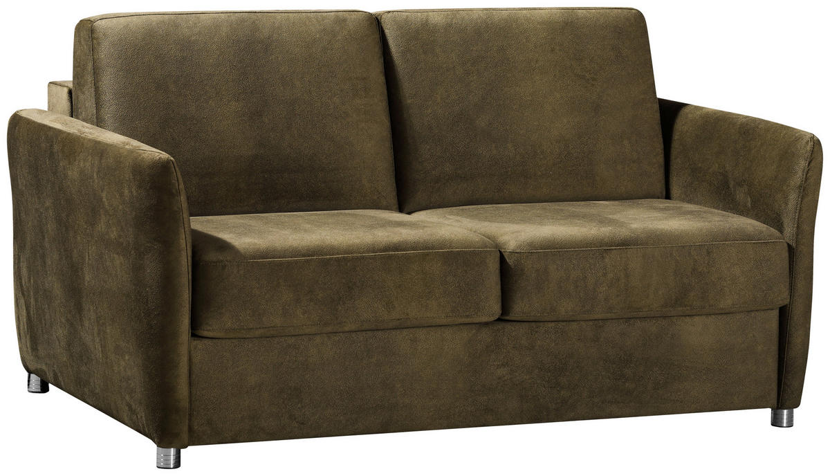 SCHLAFSOFA Mikrofaser Grün  - Chromfarben/Grün, KONVENTIONELL, Textil/Metall (162/86/97cm) - Novel