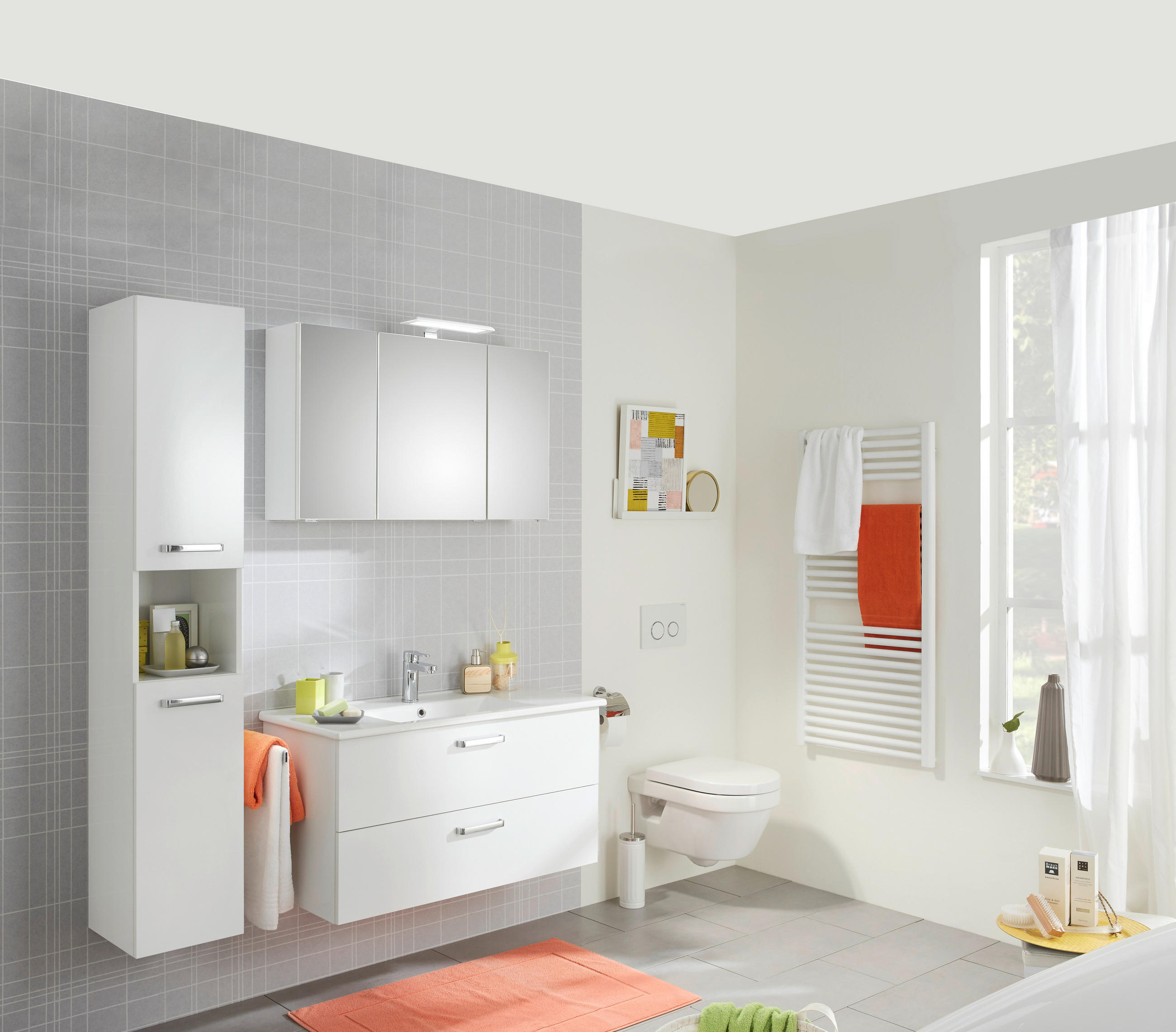 BADEZIMMER in 100 cm - Weiss, Konventionell, Glas/Keramik (100cm) - Xora