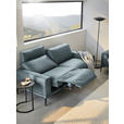 2,5-SITZER in Leder Blau  - Blau/Schwarz, Design, Leder/Metall (200/102/92cm) - Johann Jakob