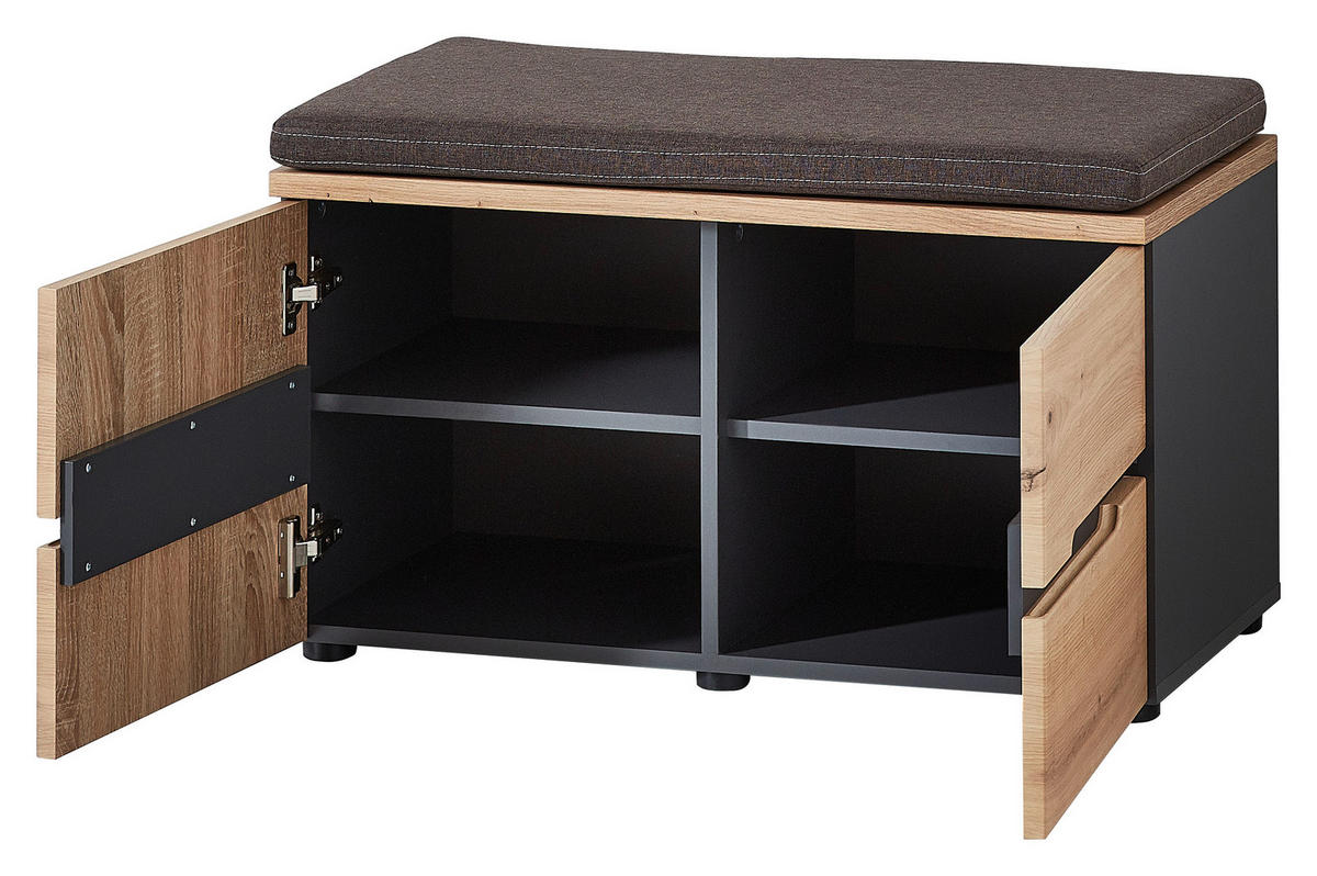 GARDEROBE 6-teilig  in 295/192/38 cm  - Graphitfarben/Eiche Artisan, Design, Glas/Holzwerkstoff (295/192/38cm) - Voleo