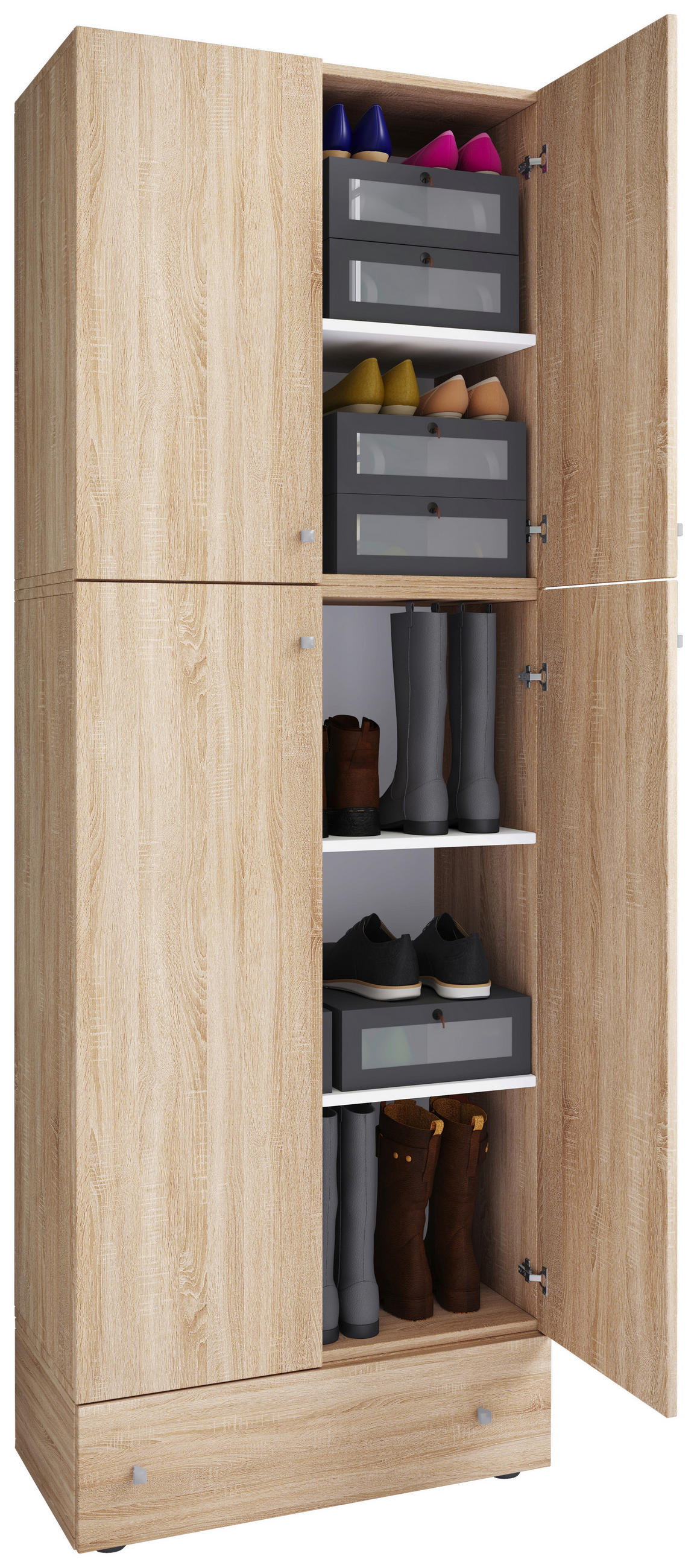SCHUHSCHRANK 70/200/39 cm  - Schwarz/Grau, KONVENTIONELL, Holzwerkstoff/Kunststoff (70/200/39cm) - MID.YOU