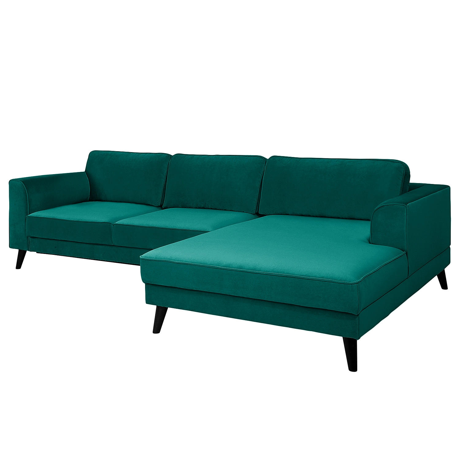 ECKSOFA in Samt, Velours Petrol  - Wengefarben/Petrol, Modern, Holz/Textil (167/85/280cm) - Trendmanufaktur