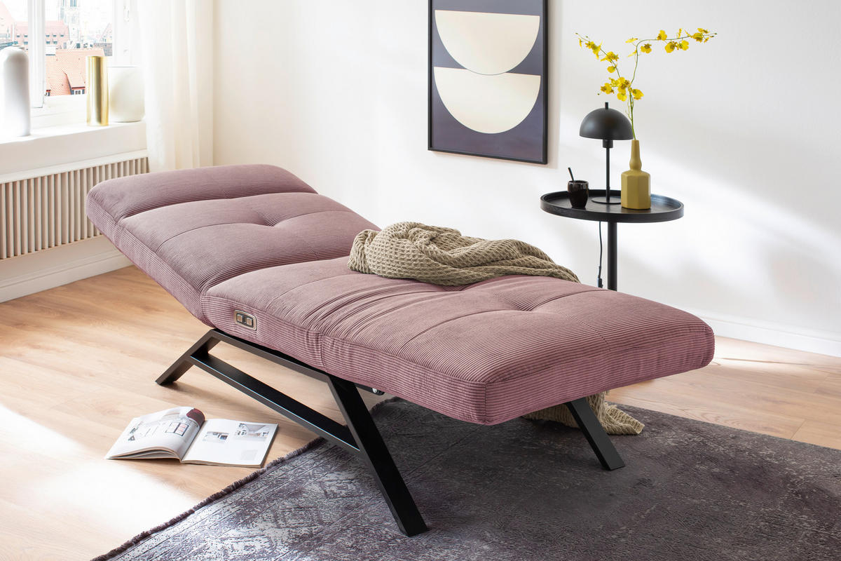 RELAXLIEGE Cord Altrosa  - Schwarz/Altrosa, Design, Textil/Metall (80/54-113/158-198cm) - Pure Home Lifestyle
