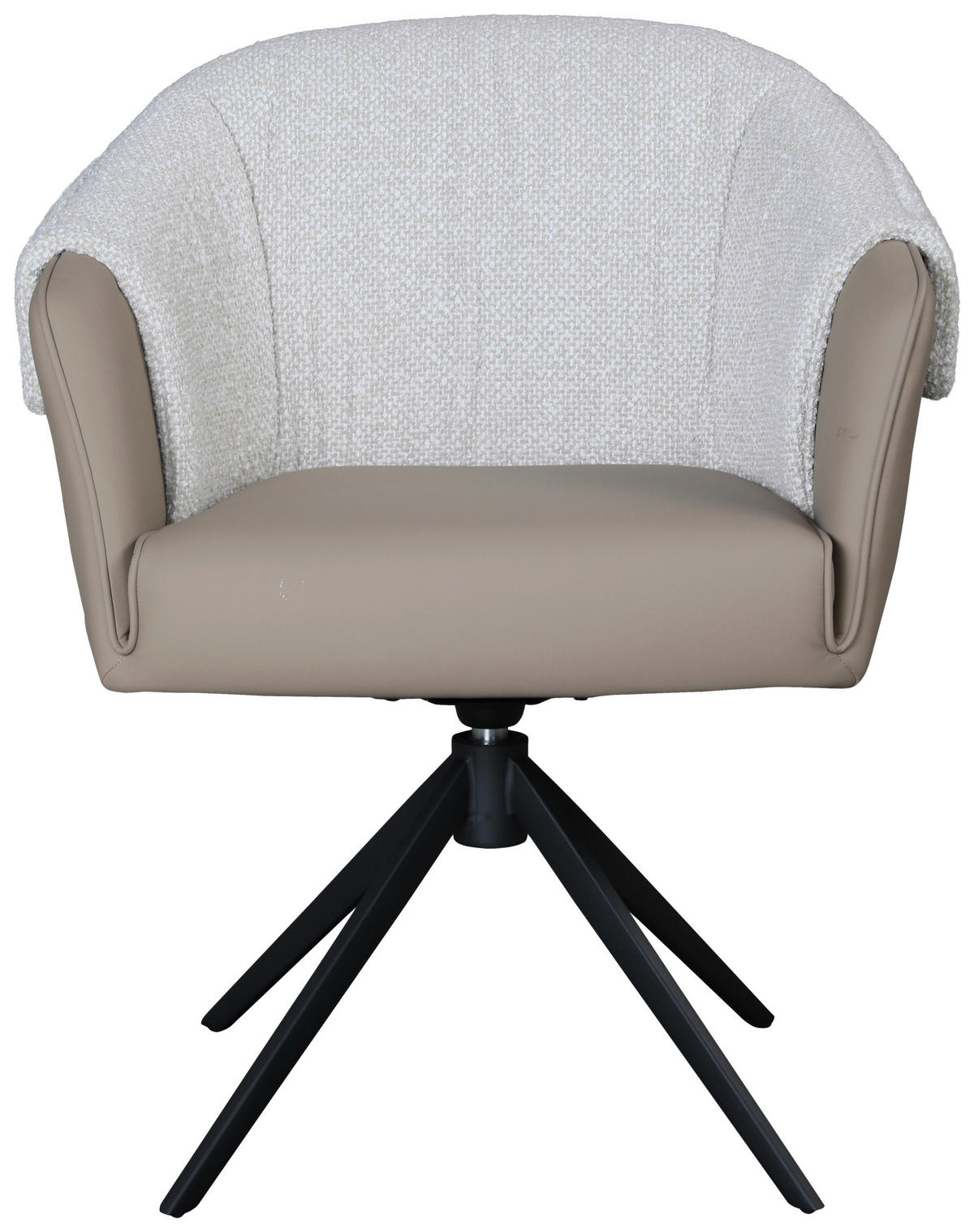 ARMLEHNSTUHL  Sitzfläche 360° drehbar, automatische Rückholfunktion Lederlook, Leinenoptik  Greige, Schwarz  - Greige/Schwarz, Design, Textil/Metall (68,5/83/65,5cm) - Carryhome