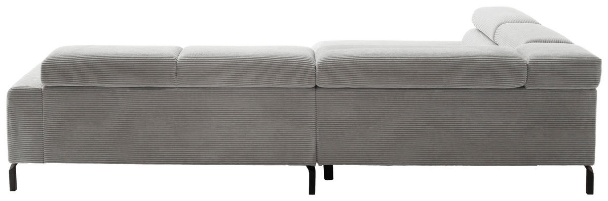 ECKSOFA inkl. Funktion in Cord Grau  - Schwarz/Grau, Modern, Textil/Metall (219/309cm) - Pure Home Lifestyle