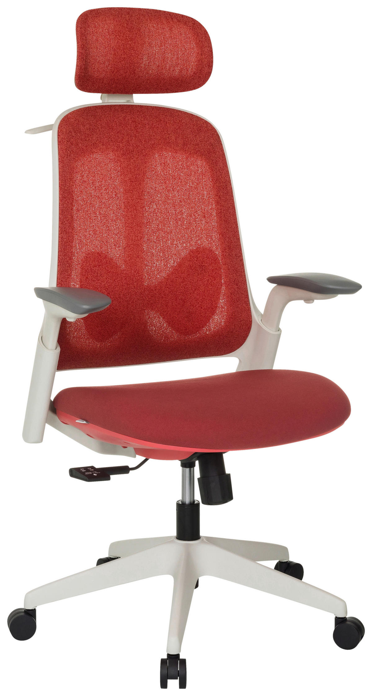 DREHSTUHL Netzbespannung Rot  - Rot/Weiß, MODERN, Kunststoff/Textil (66/115-131/66cm) - MID.YOU