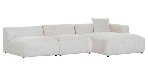 ECKSOFA Creme Chenille - Creme/Schwarz, MODERN, Kunststoff/Textil (337/178cm) - Carryhome