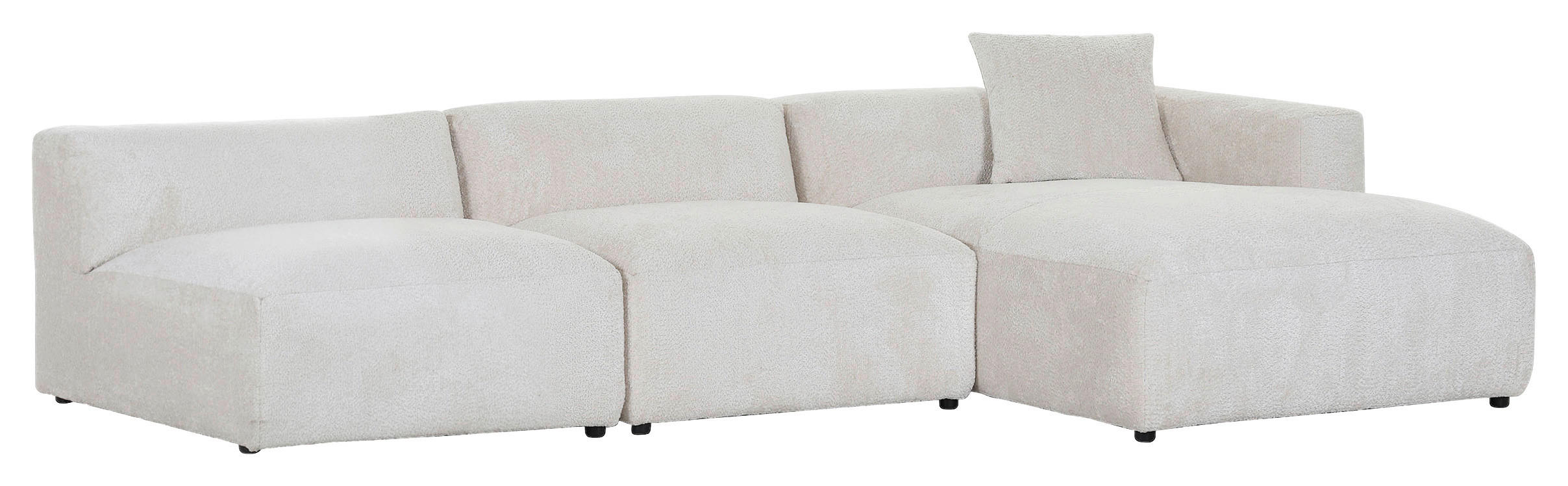 ECKSOFA Creme Chenille - Creme/Schwarz, MODERN, Kunststoff/Textil (337/178cm) - Carryhome