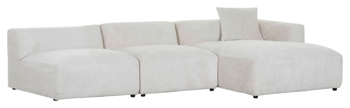 HÖRNSOFFA i chenille cremefärgad  - svart/cremefärgad, Modern, textil/plast (337/178cm) - Carryhome