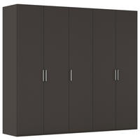 DREHTÜRENSCHRANK 251/223/61 cm,  in Graphitfarben, 5-türig  - Edelstahlfarben/Graphitfarben, Basics, Holzwerkstoff/Metall (251/223/61cm) - Novel