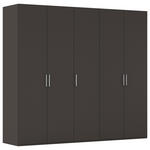 DREHTÜRENSCHRANK 251/223/61 cm,  in Graphitfarben, 5-türig  - Edelstahlfarben/Graphitfarben, Basics, Holzwerkstoff/Metall (251/223/61cm) - Novel