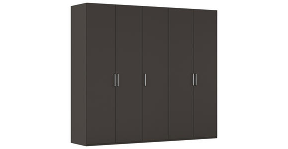 DREHTÜRENSCHRANK 251/223/61 cm,  in Graphitfarben, 5-türig  - Edelstahlfarben/Graphitfarben, Basics, Holzwerkstoff/Metall (251/223/61cm) - Novel