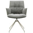 ARMLEHNSTUHL  in Edelstahl Mikrofaser, Leinenoptik  - Edelstahlfarben/Anthrazit, Design, Textil/Metall (59/89,5/63cm) - Novel