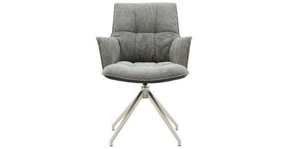 ARMLEHNSTUHL in Edelstahl Mikrofaser, Leinenoptik - Edelstahlfarben/Anthrazit, Design, Textil/Metall (59/89,5/63cm) - Novel