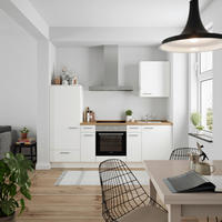 KÜCHENBLOCK Touch 240 cm  in Weiß, Eichefarben  - Edelstahlfarben/Eichefarben, MODERN, Holzwerkstoff/Metall (240cm) - Nobilia