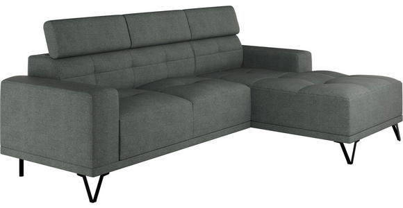 ECKSOFA Waldgrün Chenille - Waldgrün/Schwarz, KONVENTIONELL, Textil/Metall (264/178cm) - Hom`in