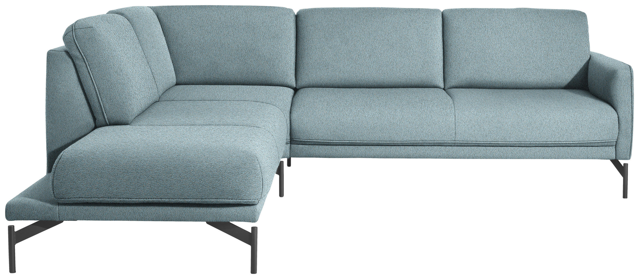 ECKSOFA in Flachgewebe, Struktur Hellblau  230/254 cm  - Anthrazit/Hellblau, Design, Textil/Metall (230/254cm) - Johann Jakob