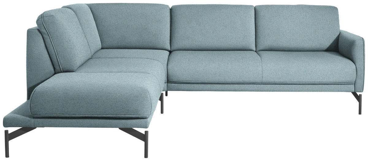 ECKSOFA in Flachgewebe, Struktur Hellblau  230/254 cm  - Anthrazit/Hellblau, Design, Textil/Metall (230/254cm) - Johann Jakob