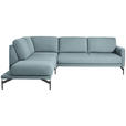 ECKSOFA in Flachgewebe, Struktur Hellblau  - Anthrazit/Hellblau, Design, Textil/Metall (230/254cm) - Ambiente