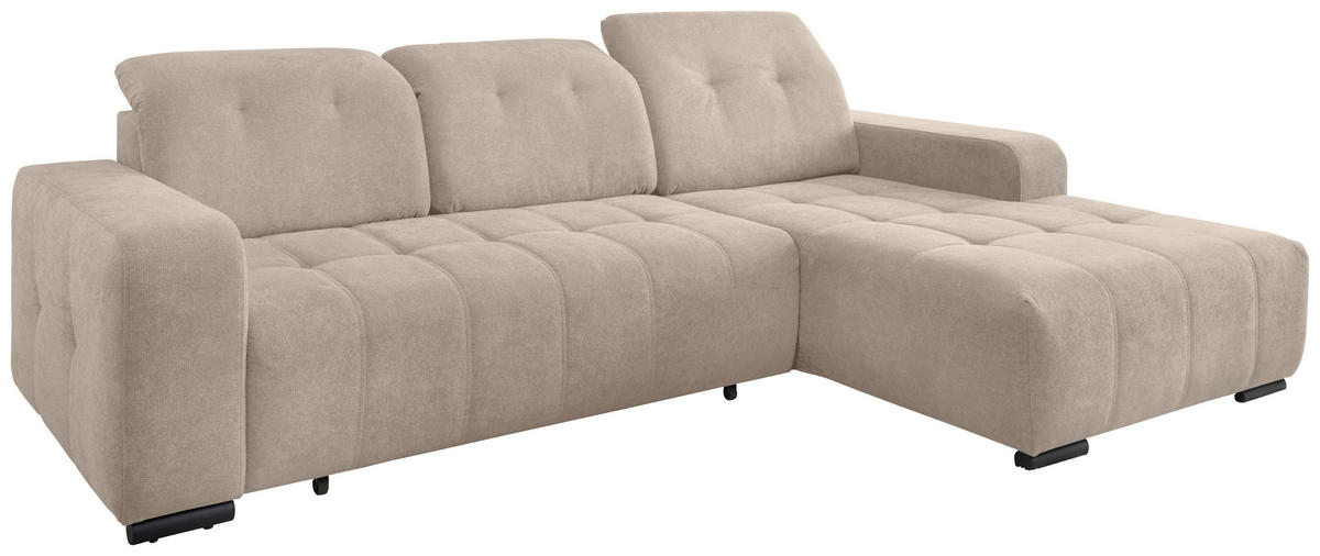 ECKSOFA Mikrofaser Beige  - Beige/Schwarz, Modern, Textil/Metall (292/185cm) - Livetastic