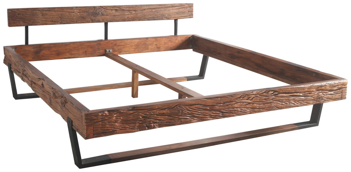 BALKENBETT 180/200 cm  in Braun, Schwarz   - Schwarz/Braun, MODERN, Holz/Metall (180/200cm) - MID.YOU