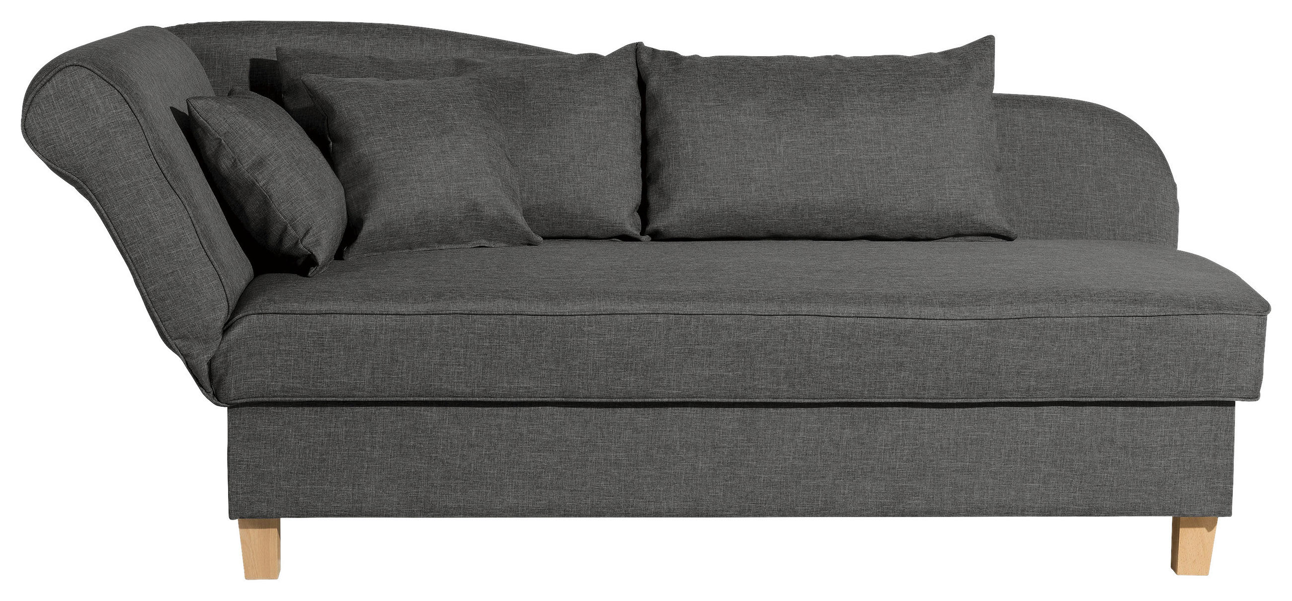 RÉCAMIERE Selma in Flachgewebe Anthrazit  - Anthrazit/Buchefarben, Design, Holz/Textil (190/82/88cm) - Max Winzer