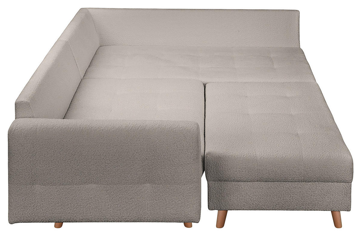 ECKSOFA inkl. Hocker Ariella in Bouclé Grau  231/161 cm  - Naturfarben/Grau, Design, Holz/Textil (231/161cm) - Livetastic