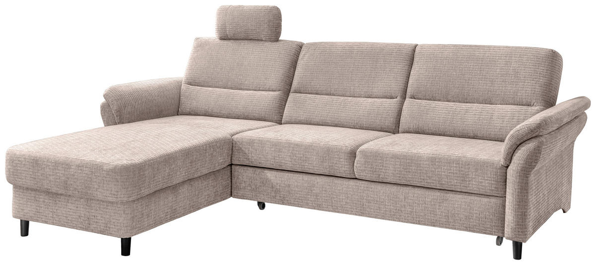 ECKSOFA in Mikrofaser Beige  - Beige/Schwarz, Modern, Holz/Textil (176/279cm) - Livetastic