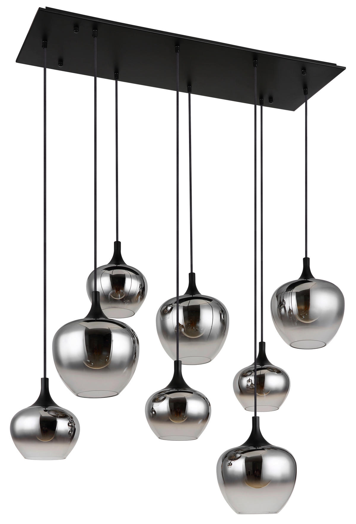 HÄNGELEUCHTE 105/45/120 cm    - Schwarz, Design, Glas/Metall (105/45/120cm) - Globo