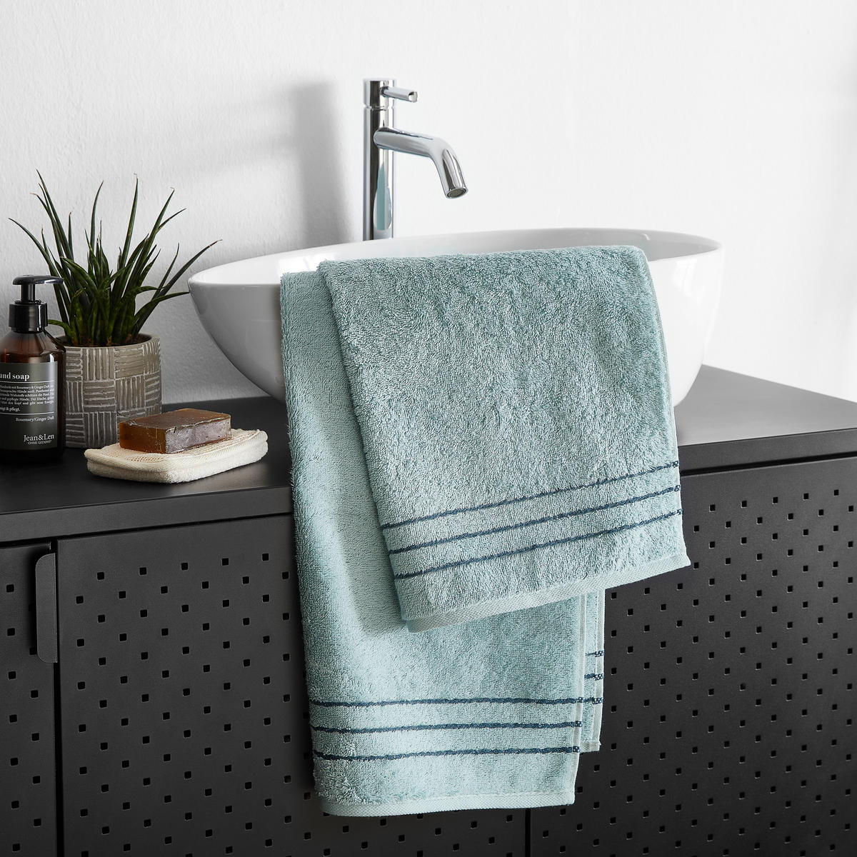 HANDTUCH Grün  - Grün, KONVENTIONELL, Textil (50/100cm) - Cawoe