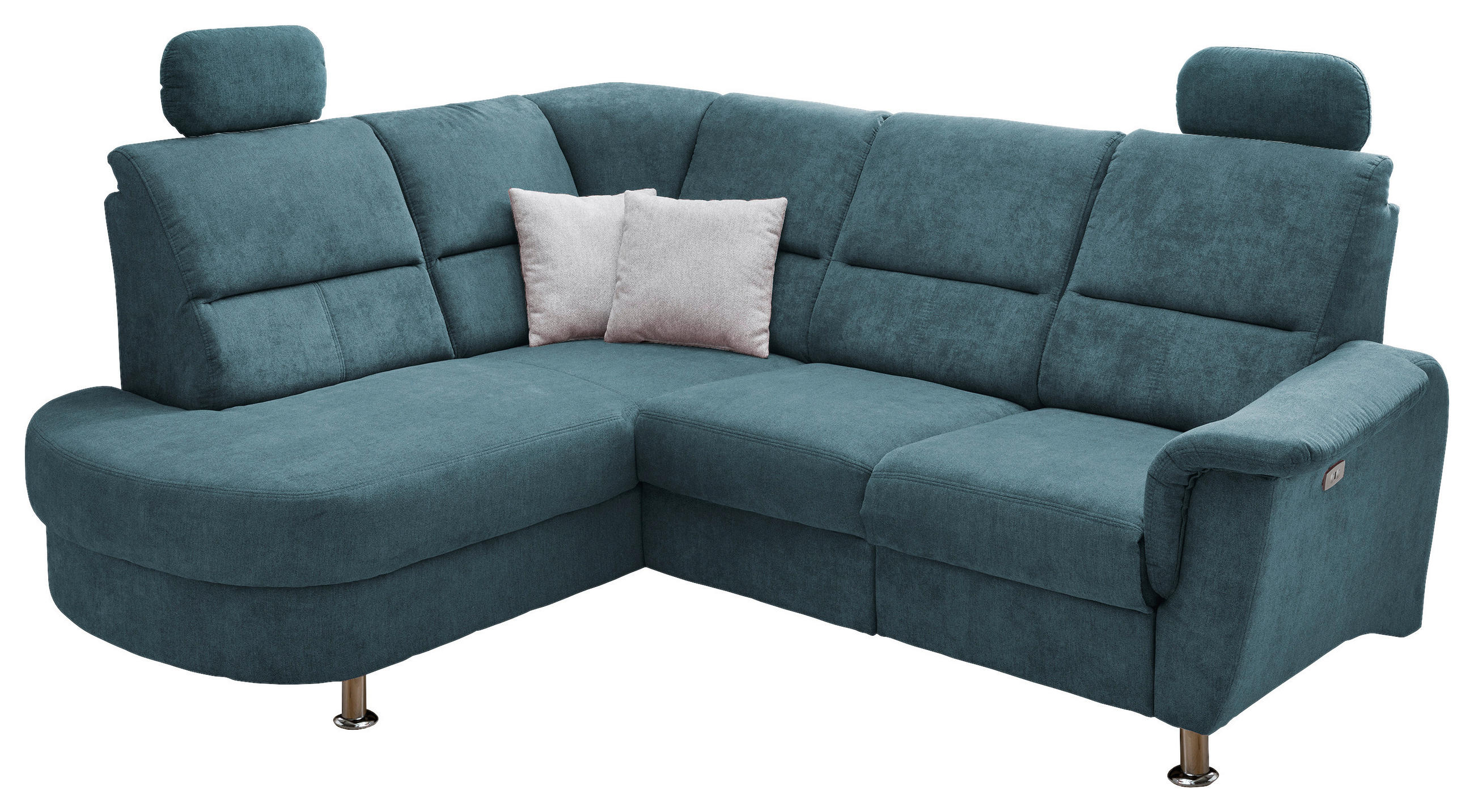 ECKSOFA Mikrofaser  - Chromfarben, Konventionell, Textil/Metall (184/231cm) - Livetastic