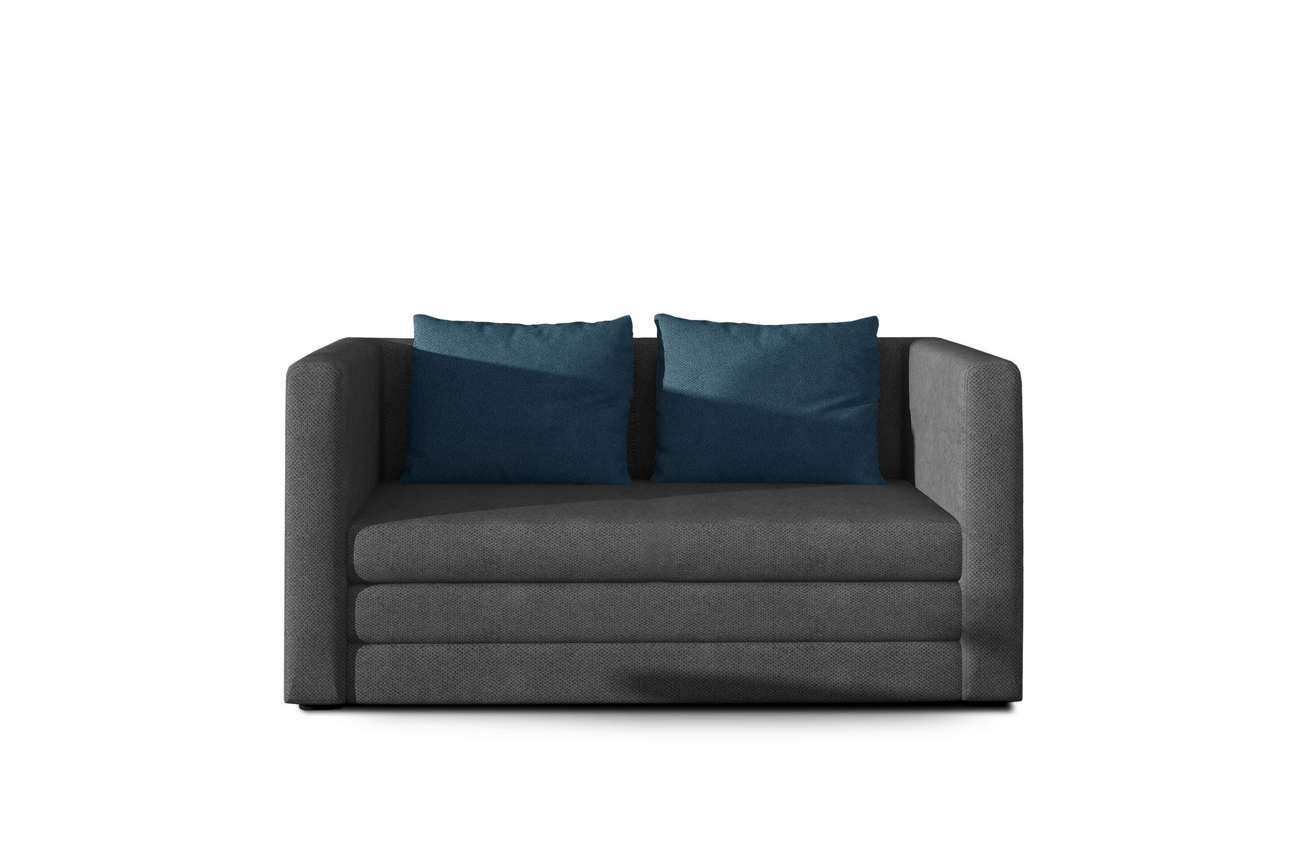 SCHLAFSOFA in Samt Blau, Grau  - Blau/Schwarz, Design, Kunststoff/Textil (132/62/70cm) - MID.YOU
