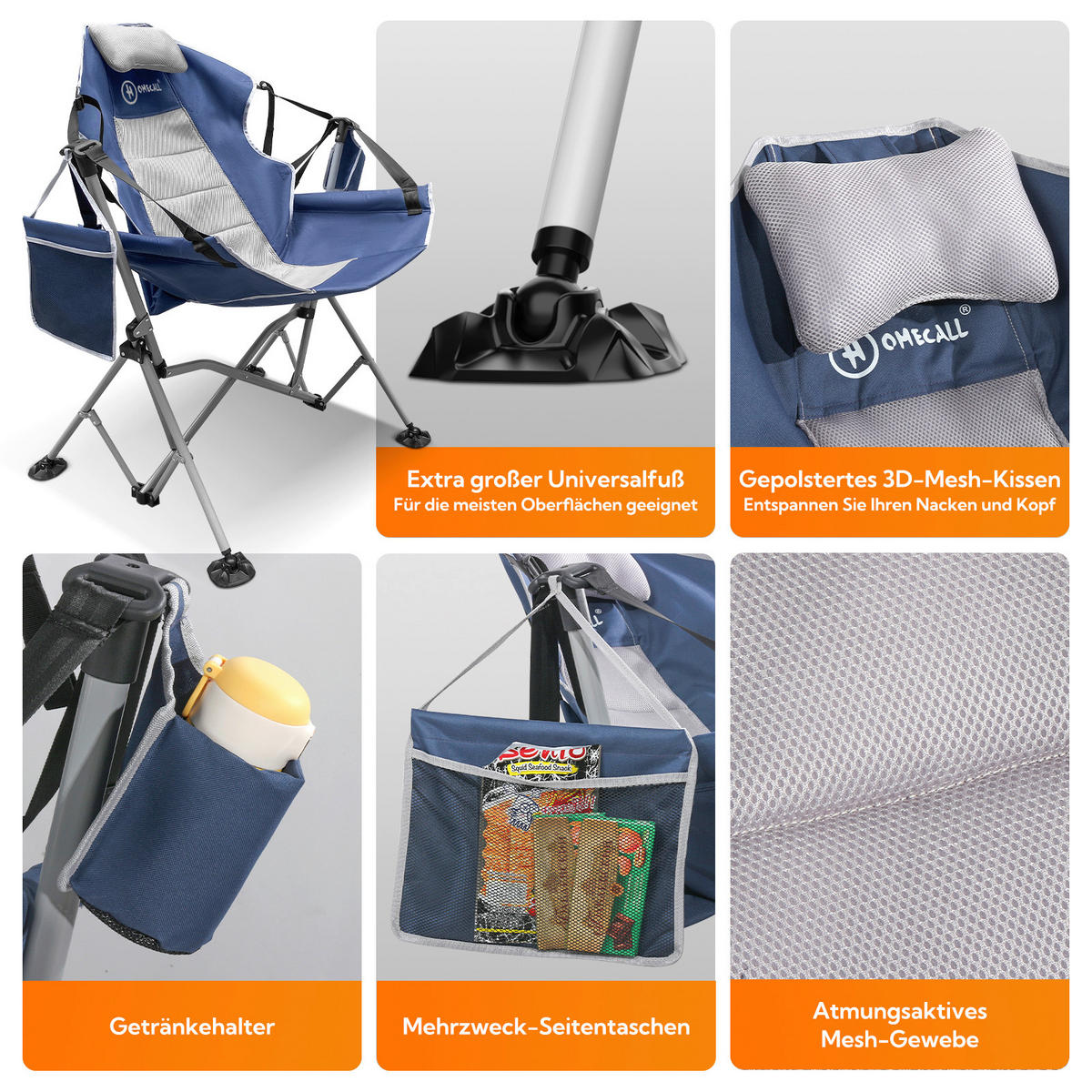 CAMPINGSESSEL - Blau/Silberfarben, Basics, Textil/Metall (21/19/83cm) - Modante