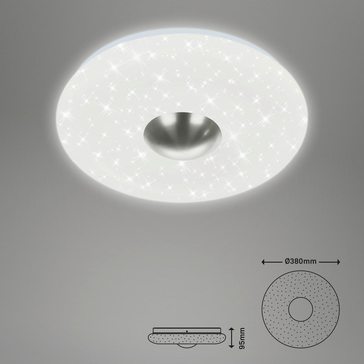LED PLAFONJERA  - boja nikla/bela, Dizajnerski, metal/plastika (38/9,5cm)