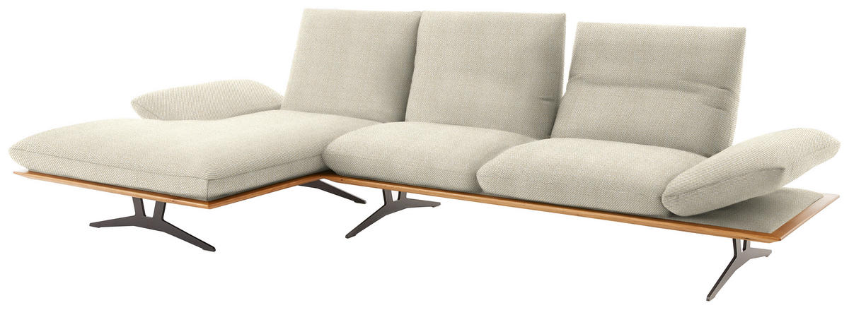 ECKSOFA in Flachgewebe Beige  - Beige/Schwarz, Design, Holz/Textil (159/314cm) - Dieter Knoll