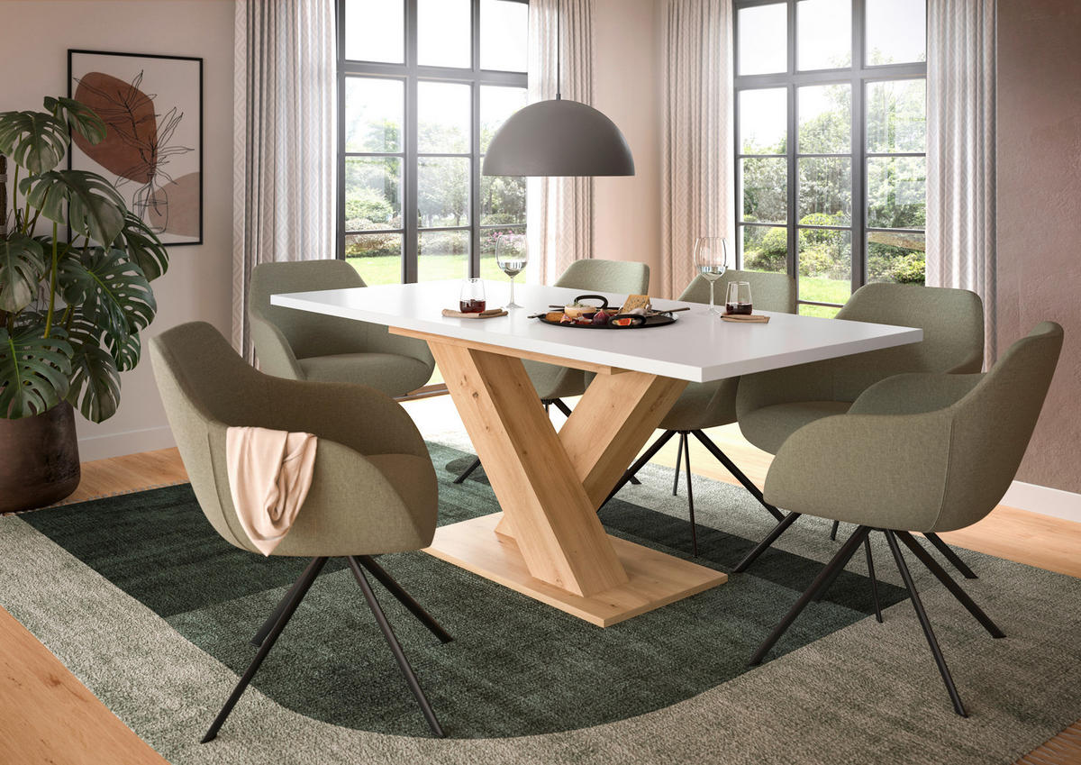 AUSZIEHTISCH Weiß rechteckig  ausziehbar  - Eiche Artisan/Weiß, KONVENTIONELL, Holzwerkstoff (150-190/76/90cm)