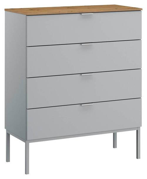 KOMMODE 80/100/42 cm  in Grau, Eichefarben  - Eichefarben/Alufarben, Trend, Holzwerkstoff/Kunststoff (80/100/42cm) - Stylife