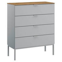 KOMMODE 80/100/42 cm  in Grau, Eichefarben  - Eichefarben/Alufarben, Trend, Holzwerkstoff/Kunststoff (80/100/42cm) - Stylife