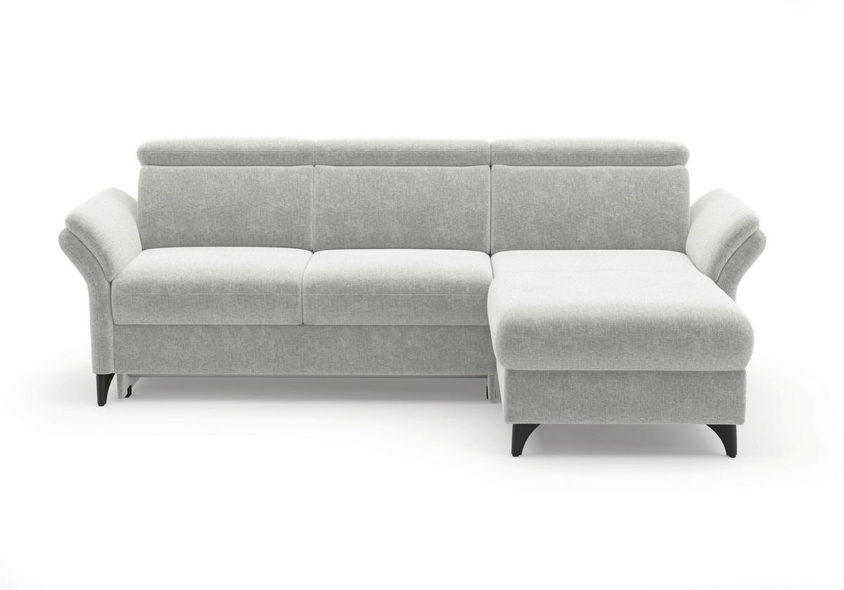 ECKSOFA Flachgewebe Hellgrau  - Hellgrau/Schwarz, Konventionell, Textil/Metall (253/166cm) - Sit & More