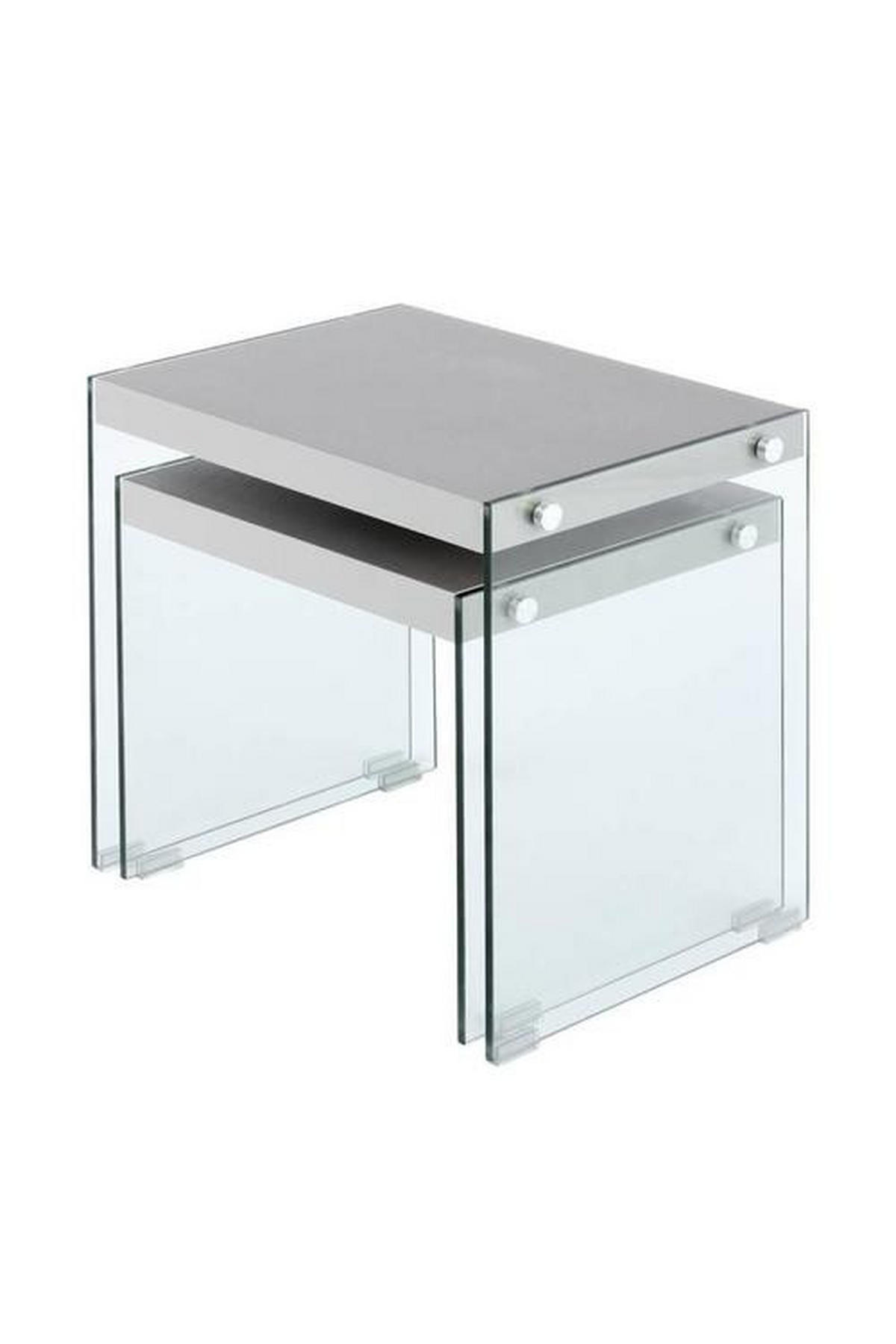 BEISTELLTISCHSET in Glas, Holzwerkstoff  - Klar/Silberfarben, Basics, Glas/Holzwerkstoff - Kayoom