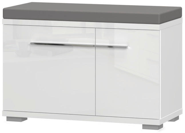 GARDEROBNA KLOP bela, bela, visoki sijaj - siva/bela, Moderno, leseni material (76/53/35cm) - Voleo