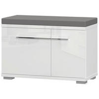 GARDEROBNA KLOP bela, bela, visoki sijaj - siva/bela, Moderno, leseni material (76/53/35cm) - Voleo