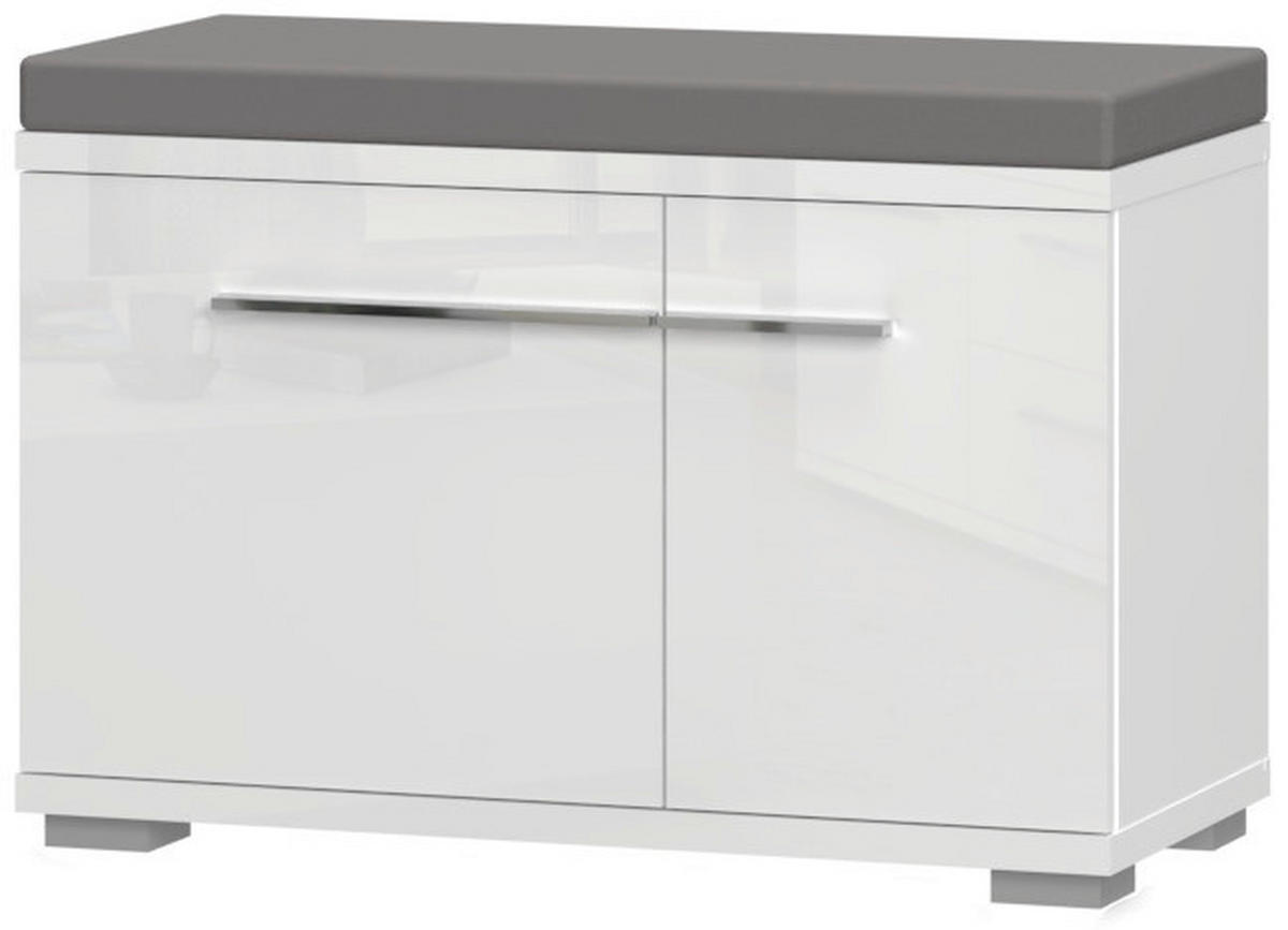 GARDEROBNA KLOP bela, bela, visoki sijaj - siva/bela, Moderno, leseni material (76/53/35cm) - Voleo