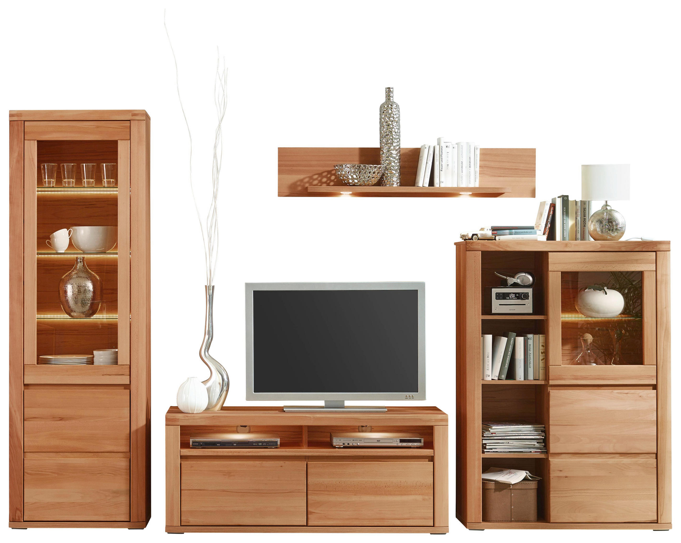 Wohnwand Buche Furniert Massiv Buchefarben Online Kaufen Xxxlutz