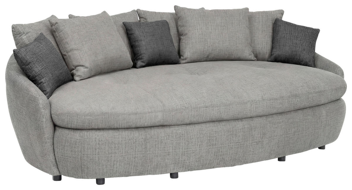 MEGASOFA Chenille Hellgrau  - Anthrazit/Silberfarben, Trend, Kunststoff/Textil (238/80/140cm) - MID.YOU