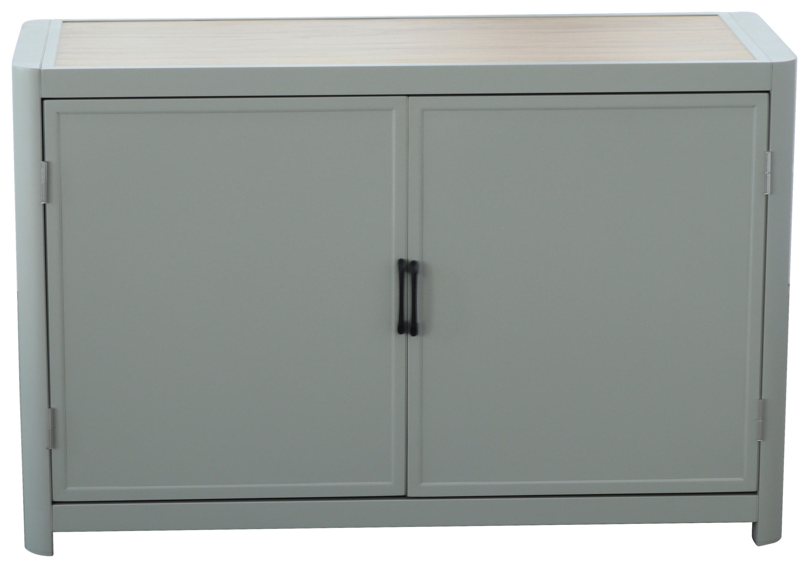 SIDEBOARD 135,5/87,5/48,5 cm  in Hellgrau, Teakfarben  - Hellgrau/Schwarz, Design, Metall (135,5/87,5/48,5cm) - Ambia Garden