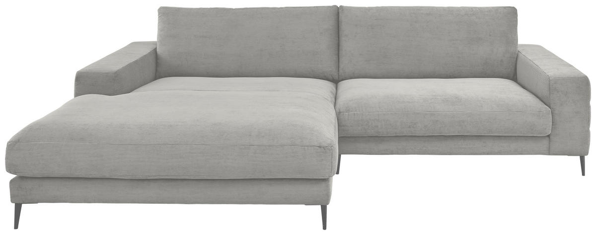 ECKSOFA in Feincord Hellgrau  207/293 cm  - Hellgrau/Schwarz, Design, Textil/Metall (207/293cm) - Dieter Knoll