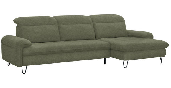 ECKSOFA in Flachgewebe Grün  - Schwarz/Grün, LIFESTYLE, Textil/Metall (310/180cm) - Valnatura