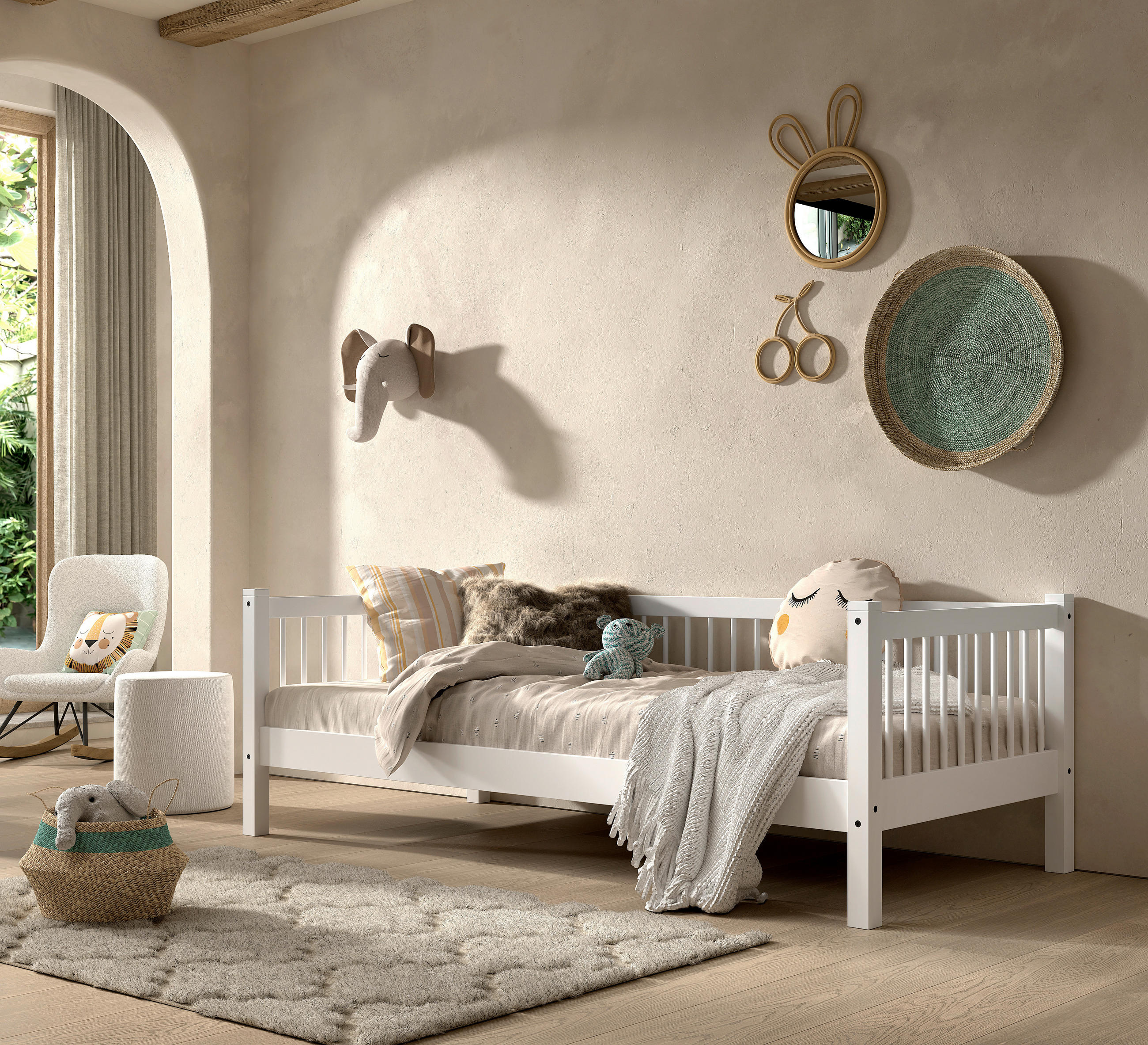 BETT 90/200 cm in Weiß - Naturfarben/Weiß, MODERN, Holz (90/200cm) - MID.YOU